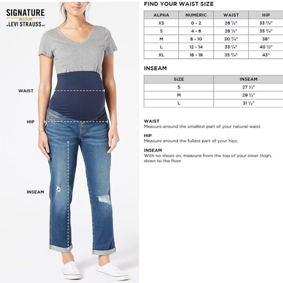 NWT- Sz S Maternity- Levi's Signature Gold Mid-Rise Rolled Hem 3" Shortie Shorts - Picture 6 of 11